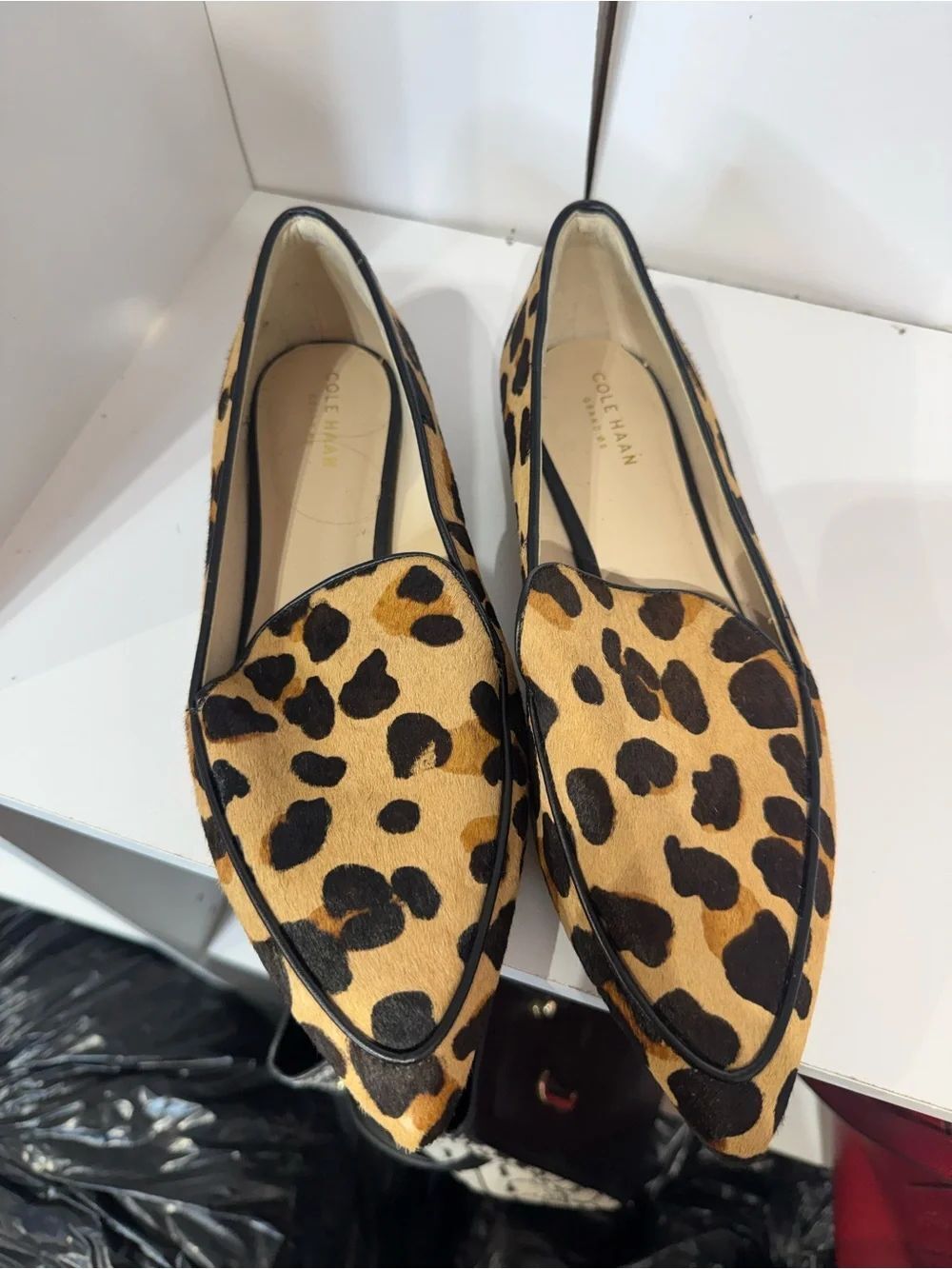 Cole Haan Brie skimmer Leopard Print Pointed Toe Flats - Tan/Black